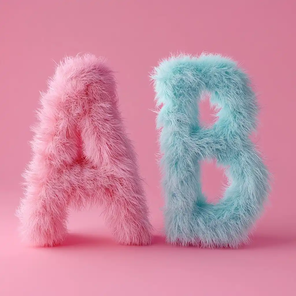 Colorful Fluffy Letters A and B Midjourney提示词