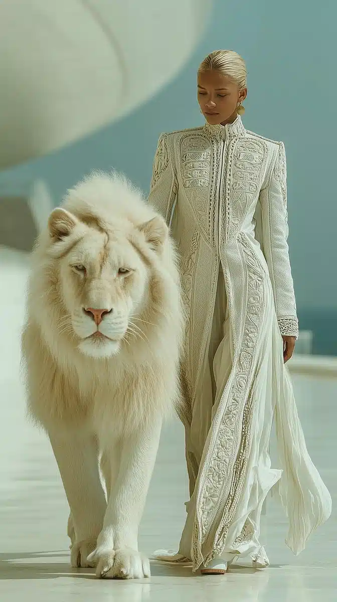 Photorealistic Model with Lion Midjourney提示词