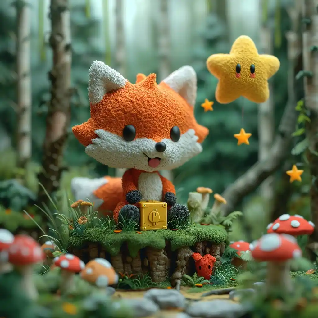 Clay Fox in Mario Forest Midjourney提示词