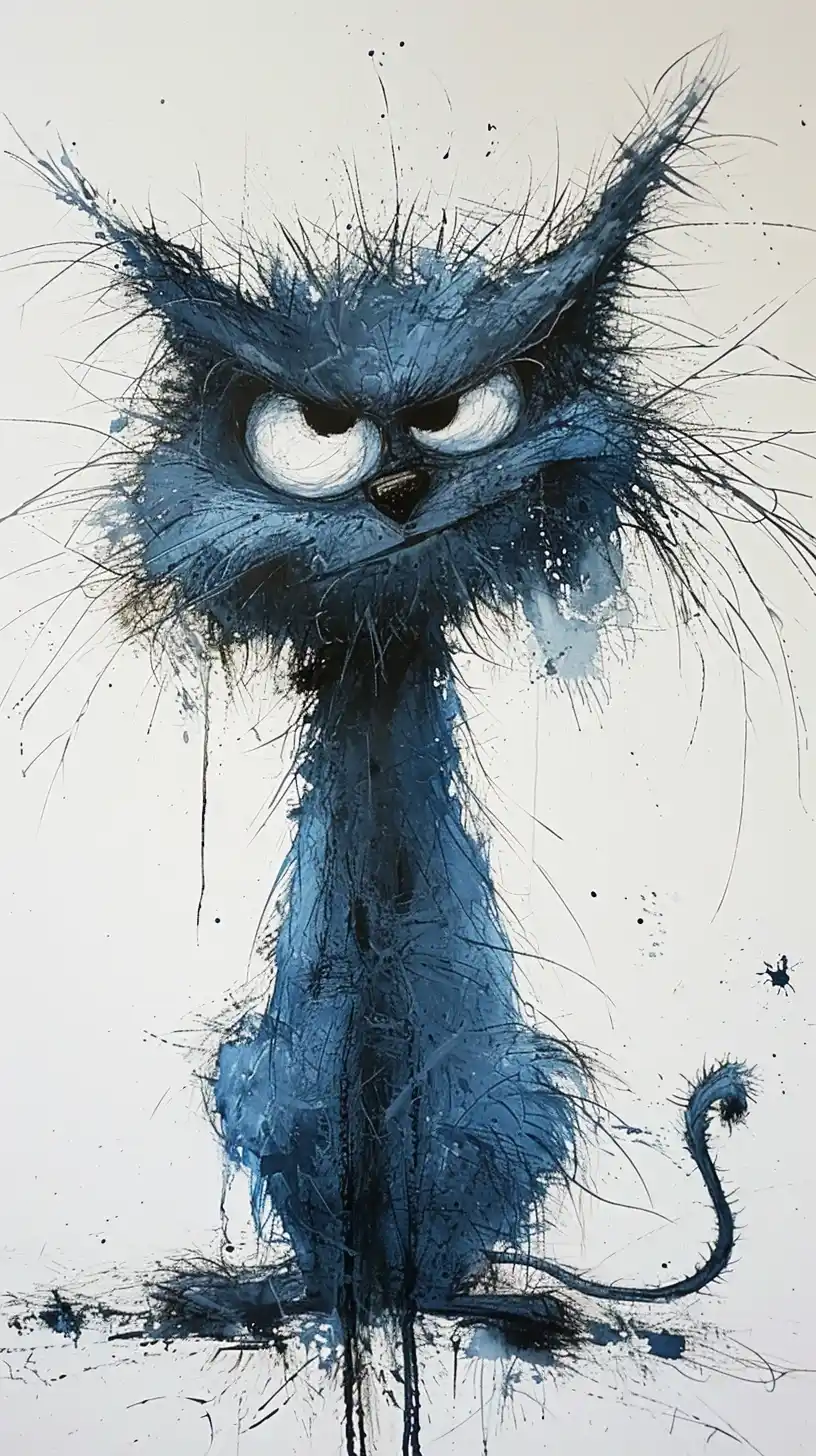 Grumpy Russian Blue Steadman Midjourney提示词