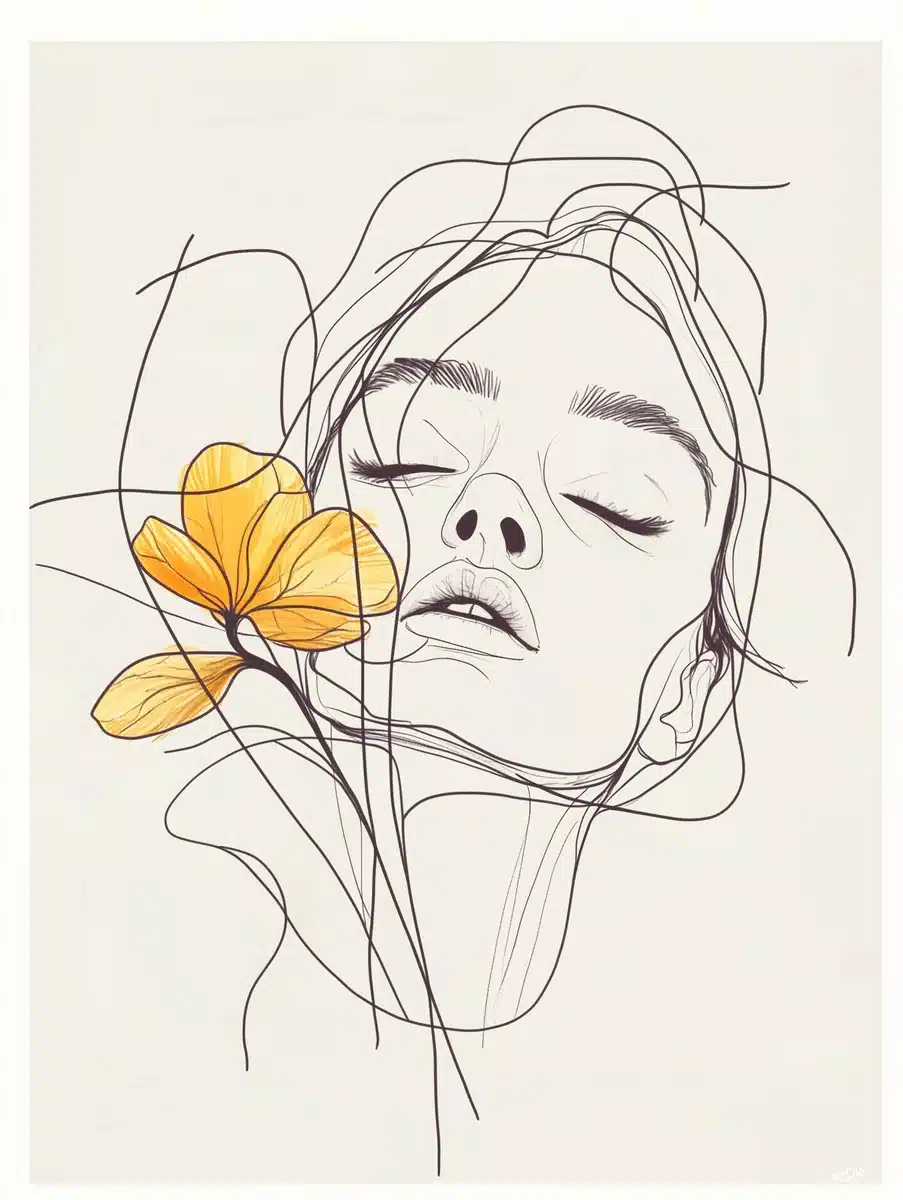 Minimalistic Line Botanical Art Midjourney提示词