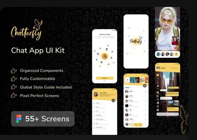 Chatterfly - Chat App UI Kit Template