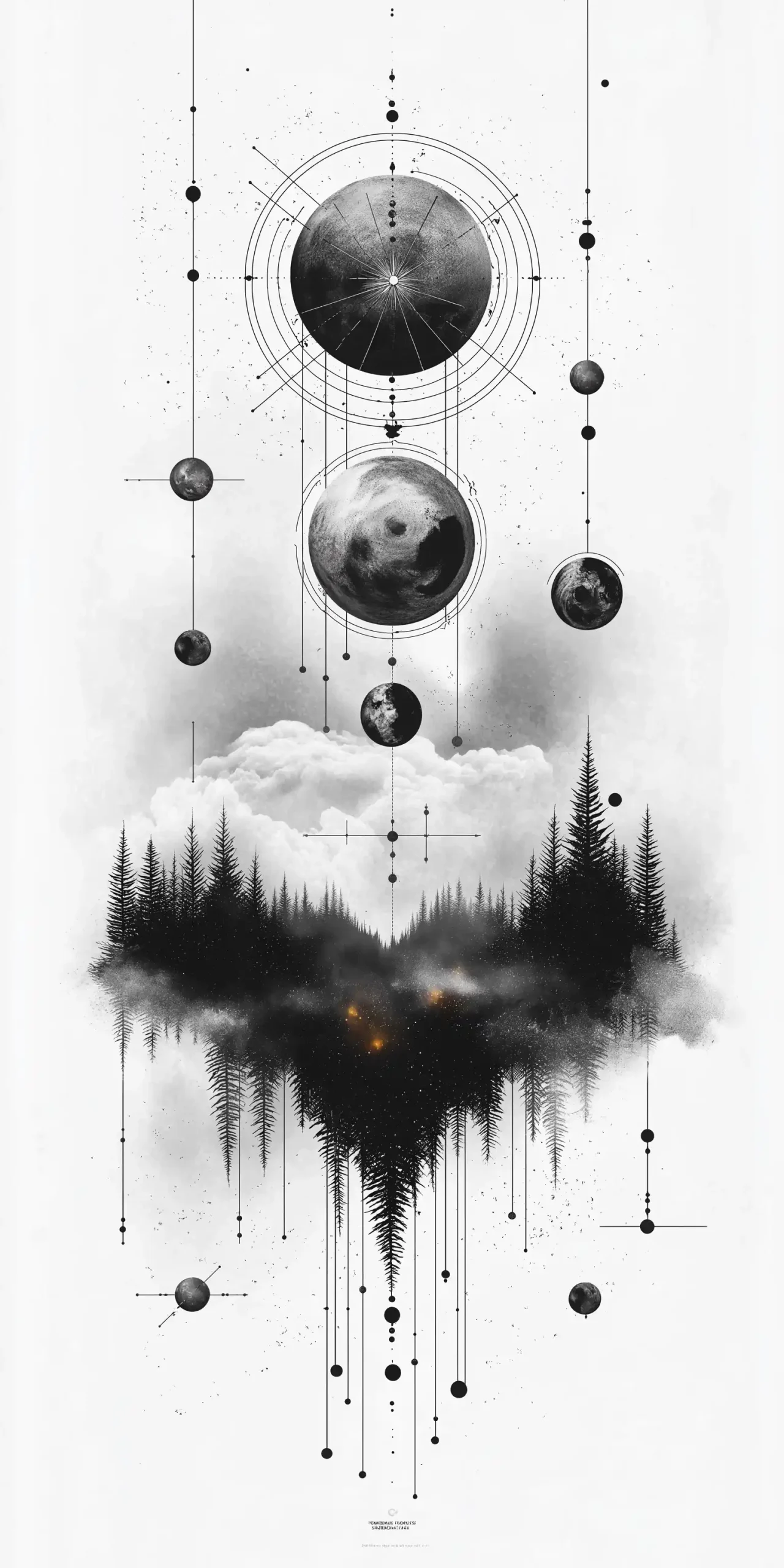 Celestial Line Art Design Midjourney提示词