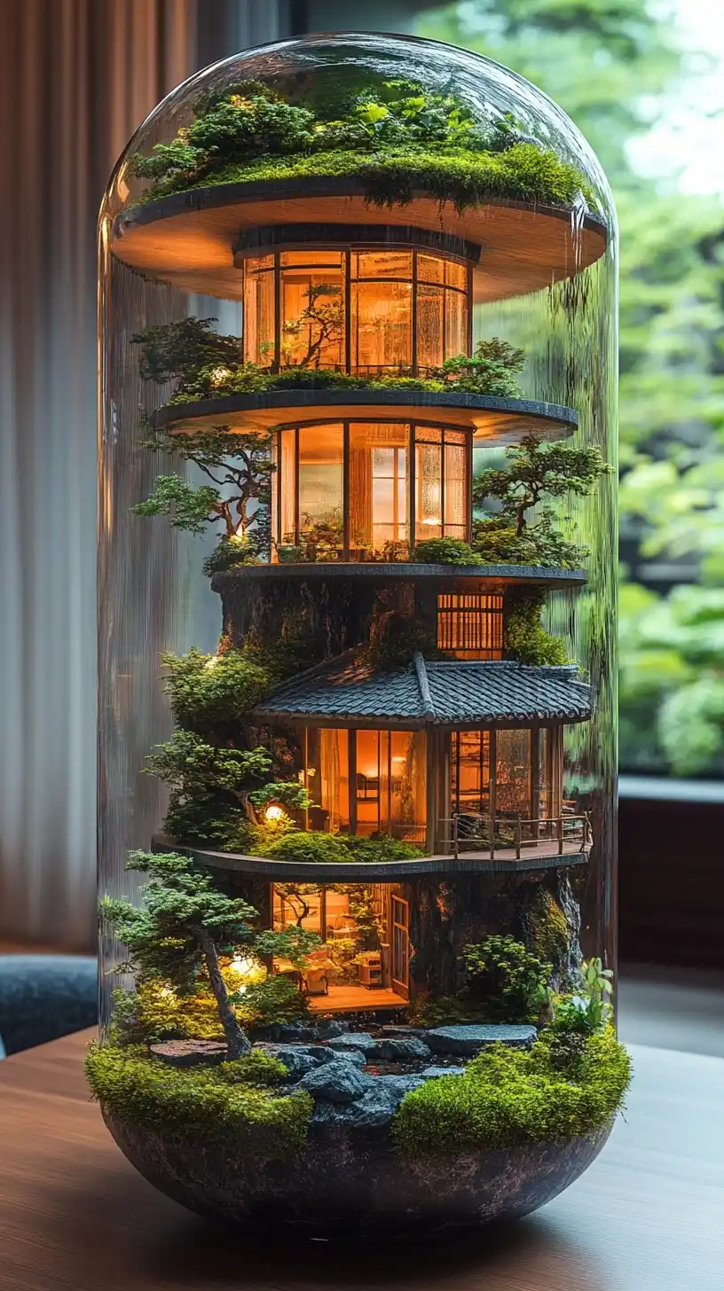 Micro-Landscape in Villa Midjourney提示词