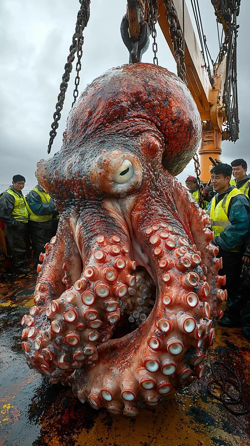 Hyper-Realistic Octopus on Crane Midjourney提示词