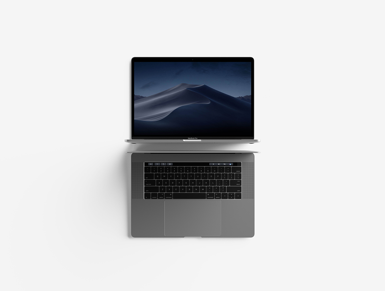 Photoshop顶视图MacBook Pro样机，现代MacBook Pro