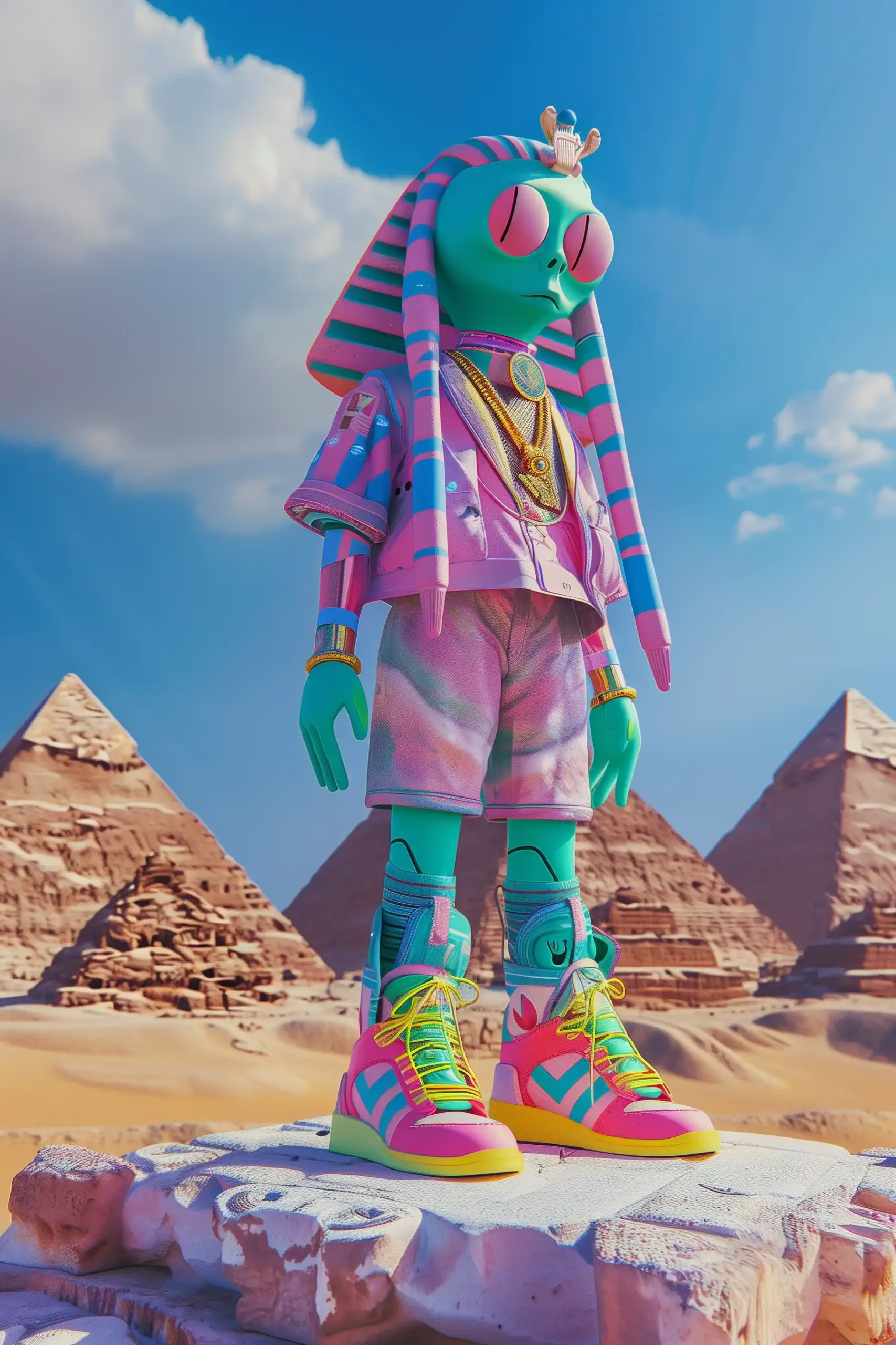Rich Alien in Pyramids Midjourney提示词