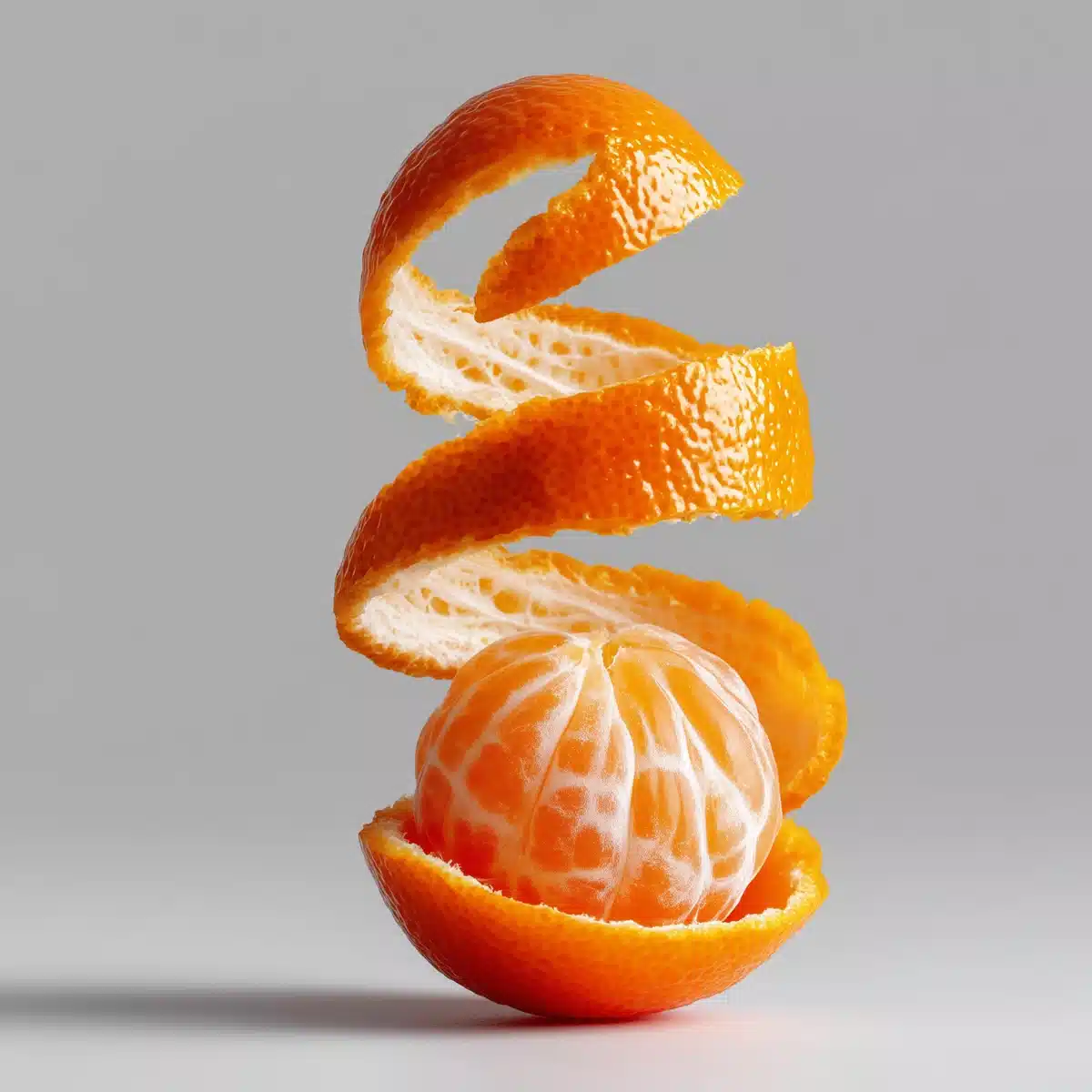 Spiral-Peeled Mandarin Orange Midjourney提示词