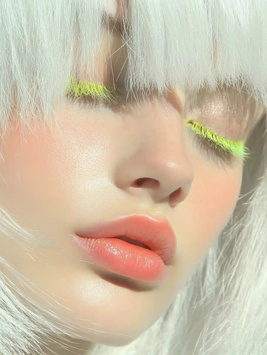 White-Haired Model Portrait Midjourney提示词