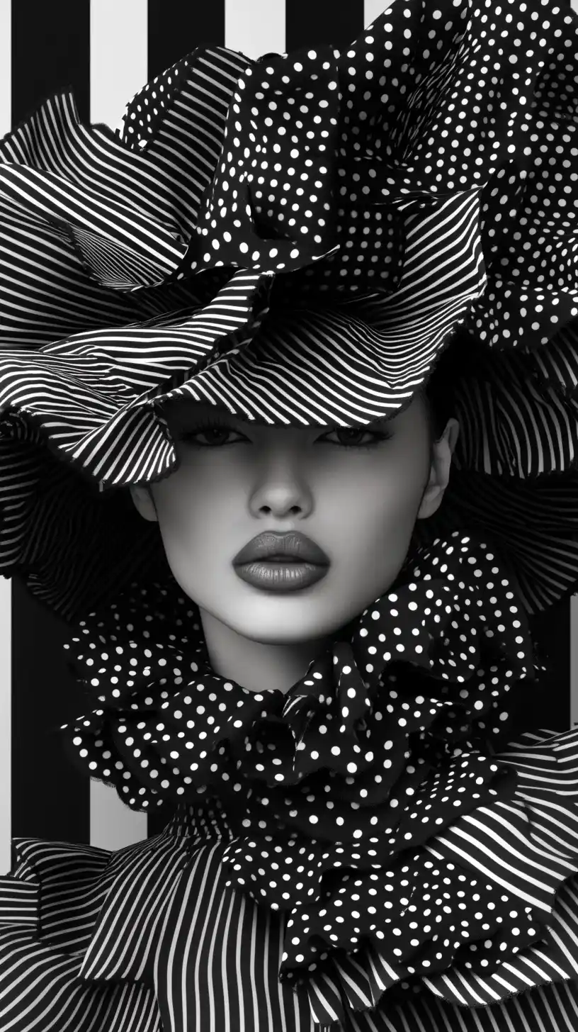 Polka-Dot Fashion Portrait Midjourney提示词