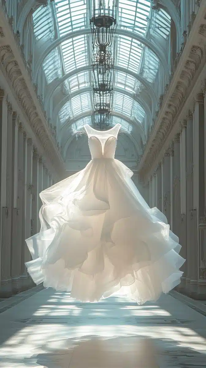 Modern Wedding Dress Display Midjourney提示词