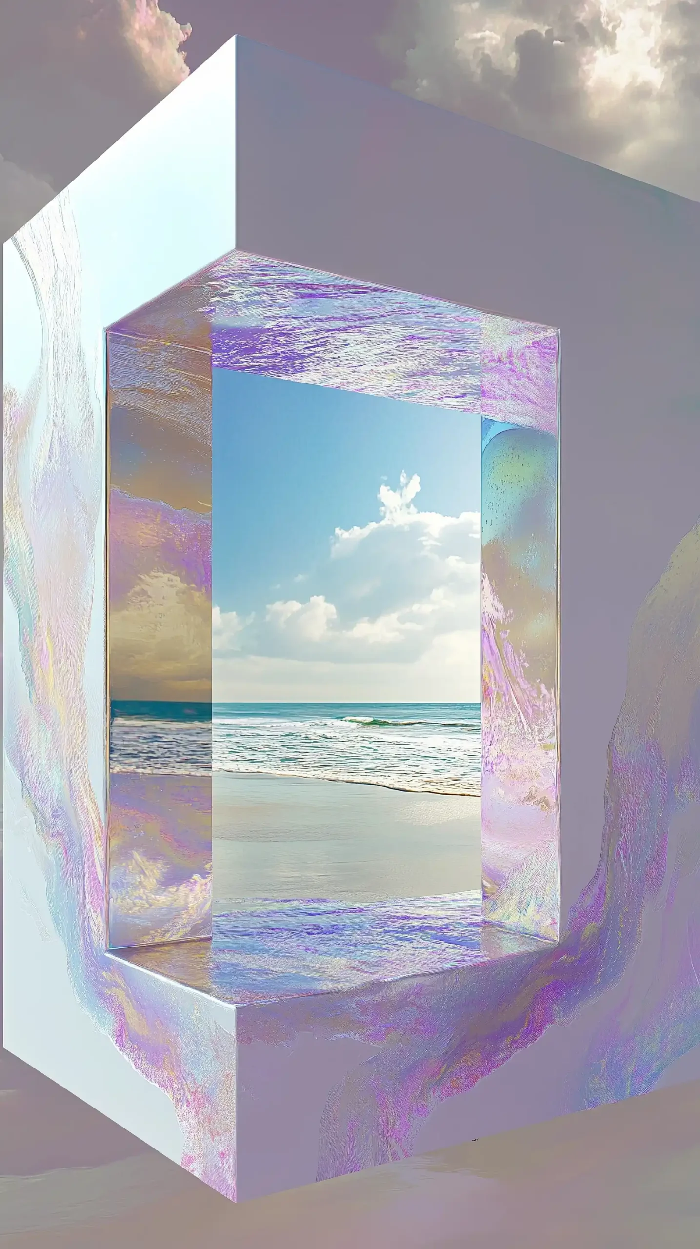 Floating Cube with Beach Midjourney提示词
