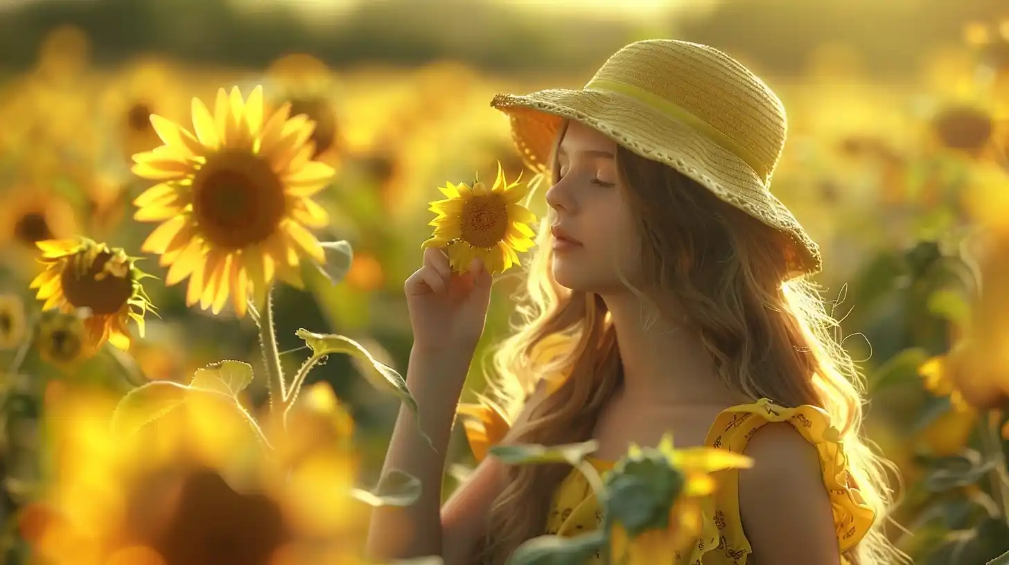 Sunflower Field Portrait Midjourney 提示词生成效果