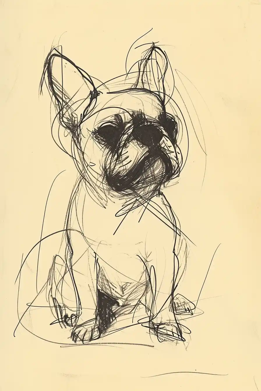Minimalist French Bulldog Midjourney提示词