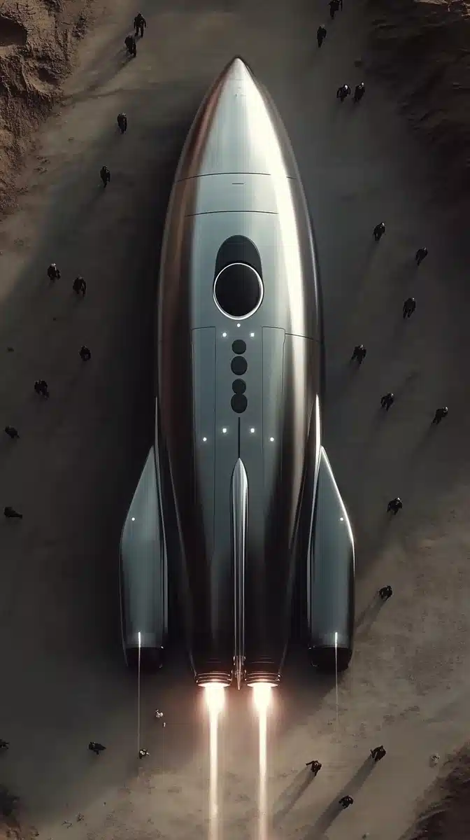 Aerial View of Rocket Midjourney提示词