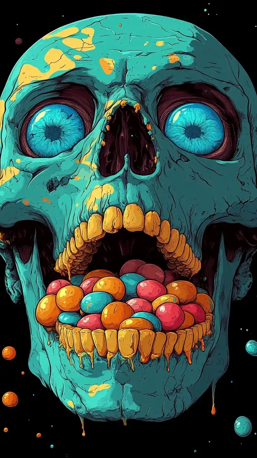 Candy Skull Line Art Midjourney 提示词生成效果