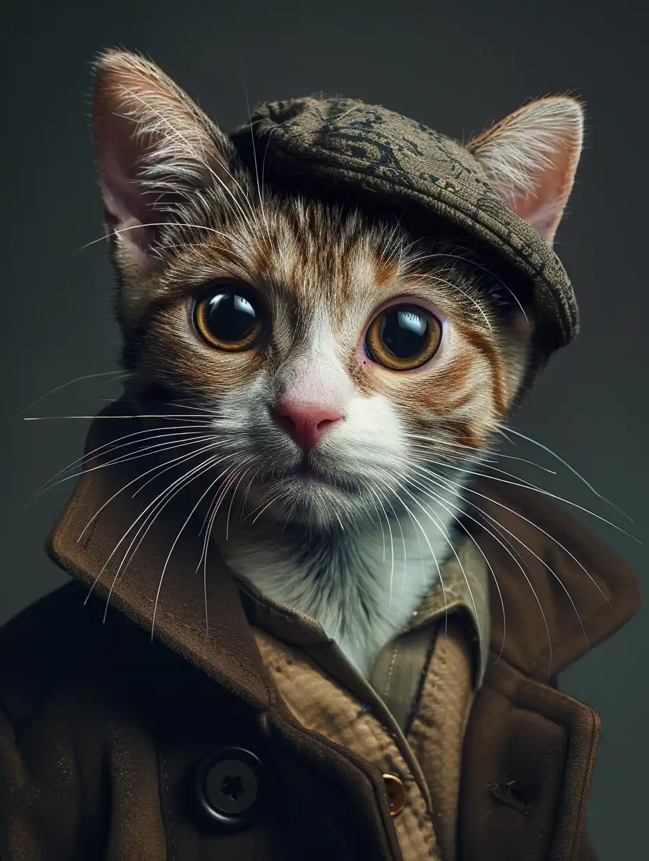 Hyper Realistic Cat Portrait Midjourney提示词