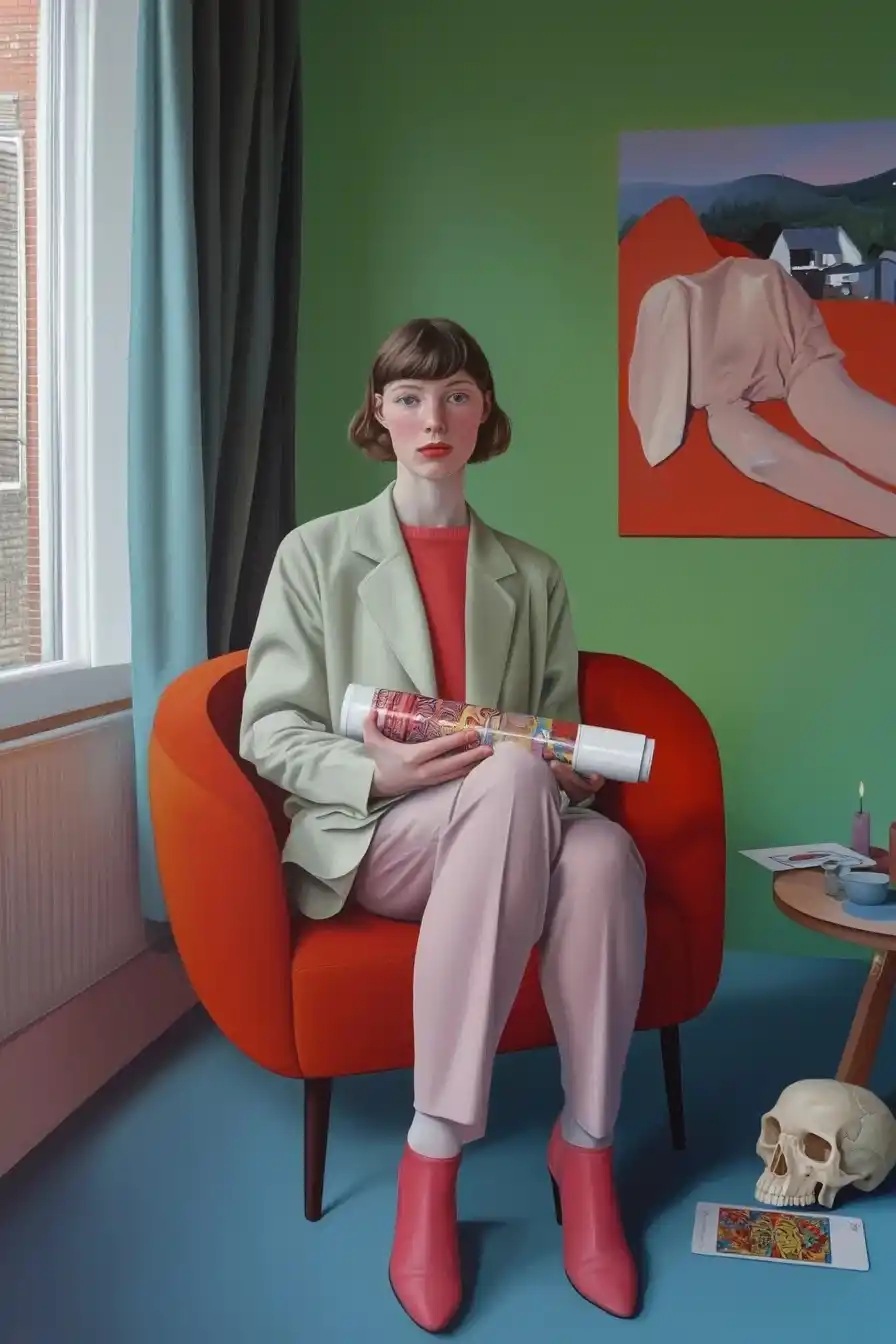 Young Woman with Oil Paint Midjourney提示词