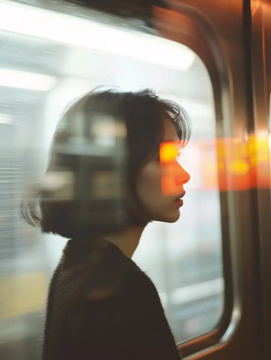 Blurry Subway Reflection Photography Midjourney提示词