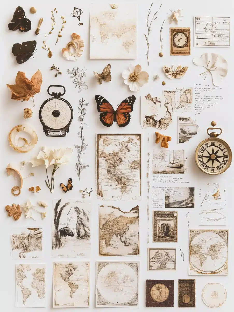 Ethereal Collage Sticker Sheet Midjourney提示词
