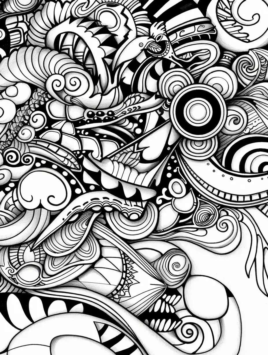 Psychedelic Doodle Wonderland Midjourney提示词