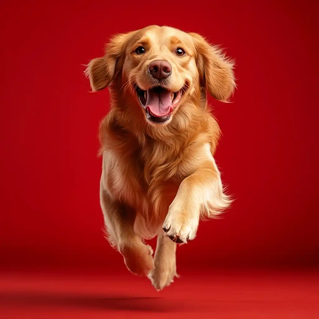 Golden Retriever Running Front View Midjourney提示词