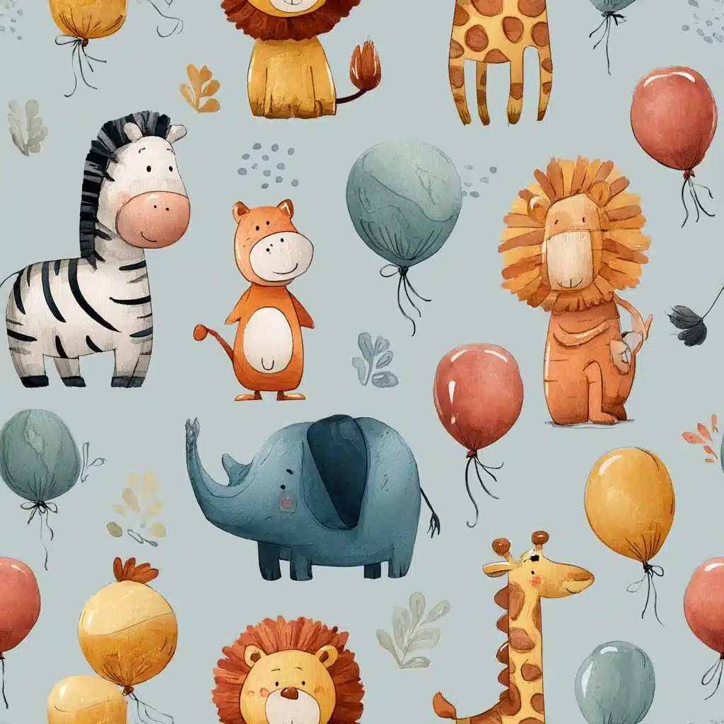Hand-Painted Zoo Patterns Midjourney提示词