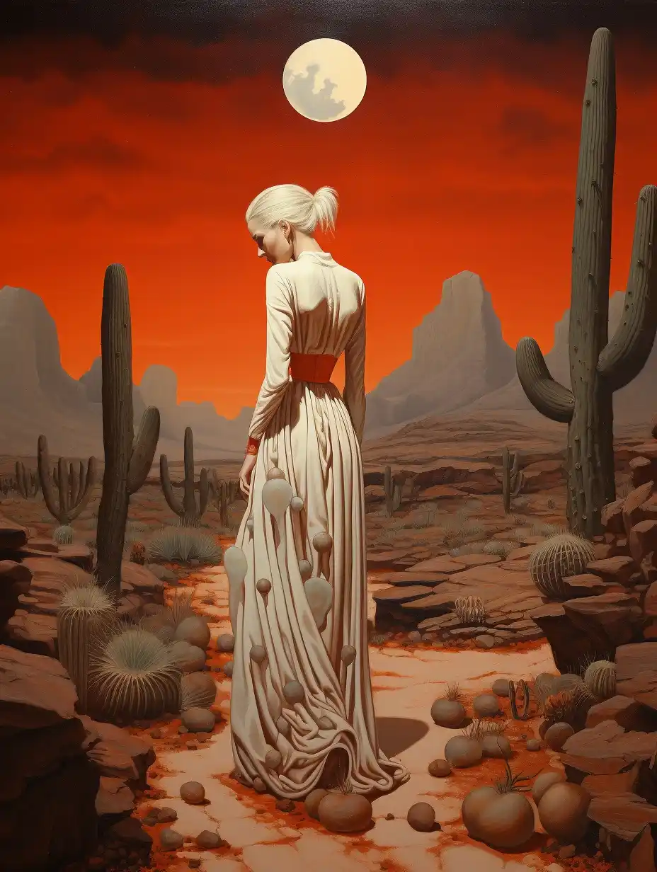 Terracotta Desert Pin-Up Midjourney提示词