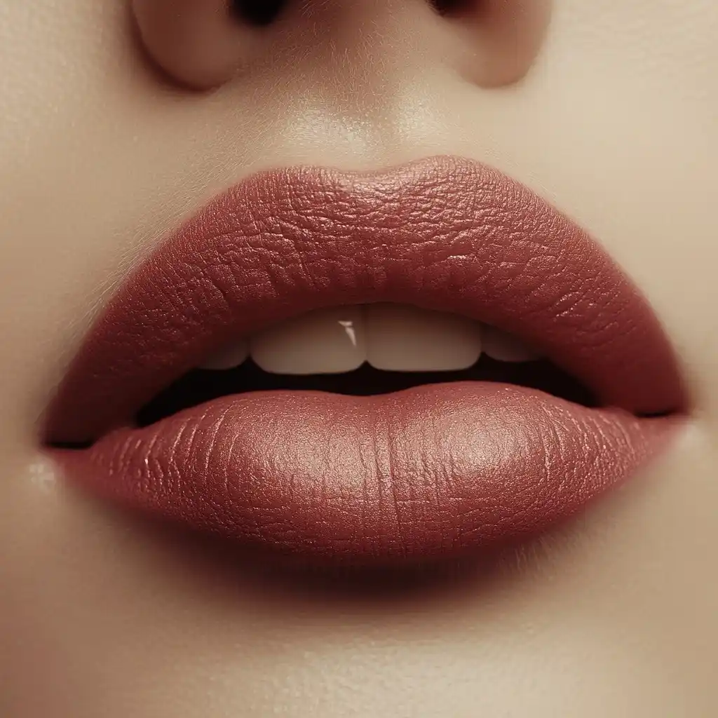 Close-Up Matte Lips Midjourney提示词