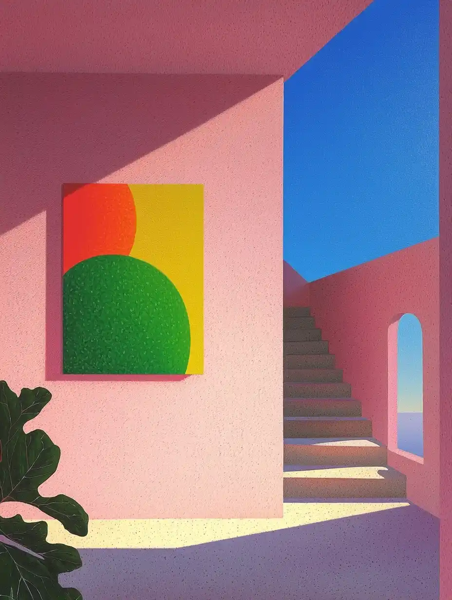 Surreal Minimalist Gallery View Midjourney提示词