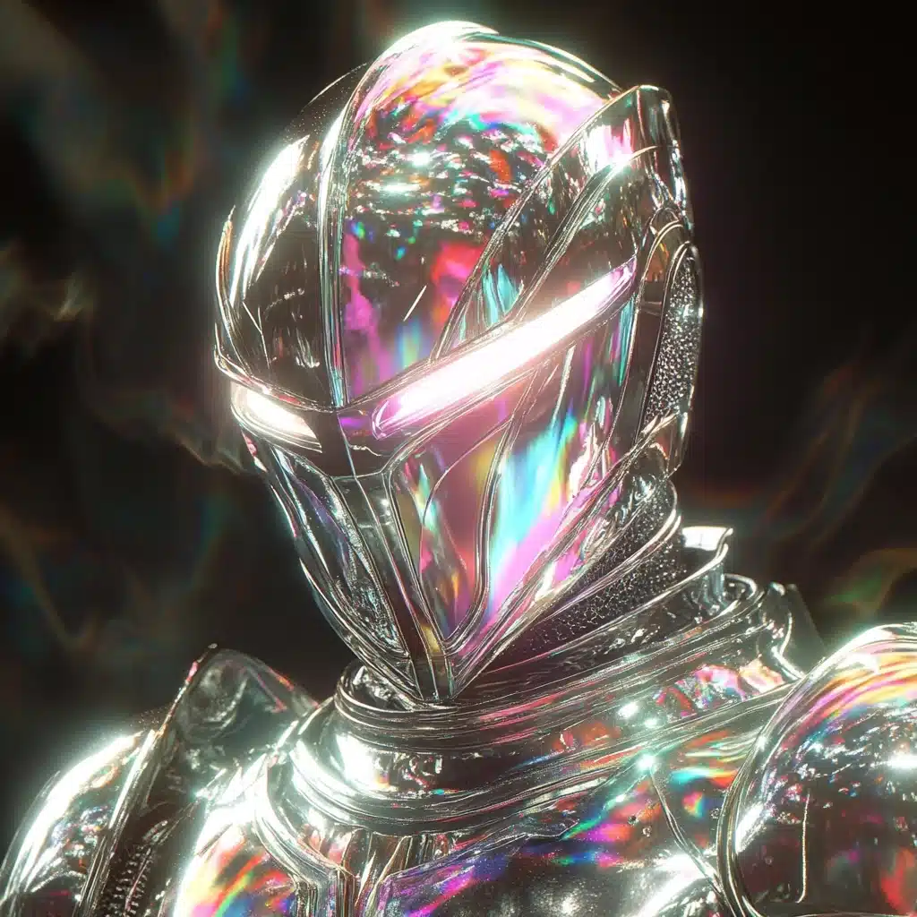 Surreal Bright Chrome Knights Midjourney提示词