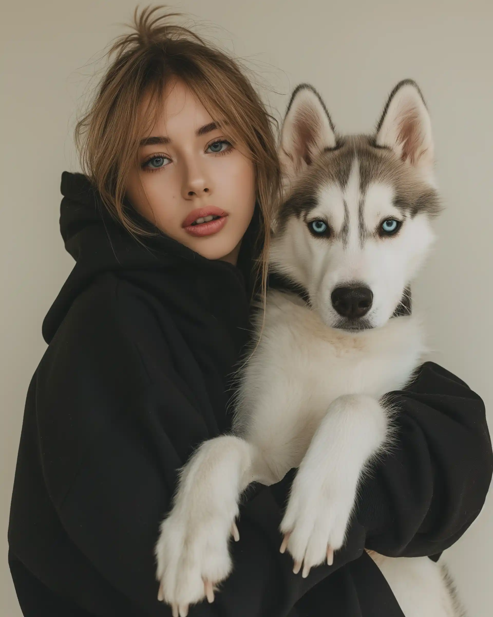 Fashion Silhouette with Husky Midjourney提示词