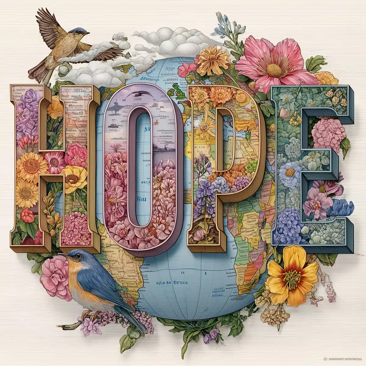 Whimsical Pastel Word Cloud Midjourney提示词