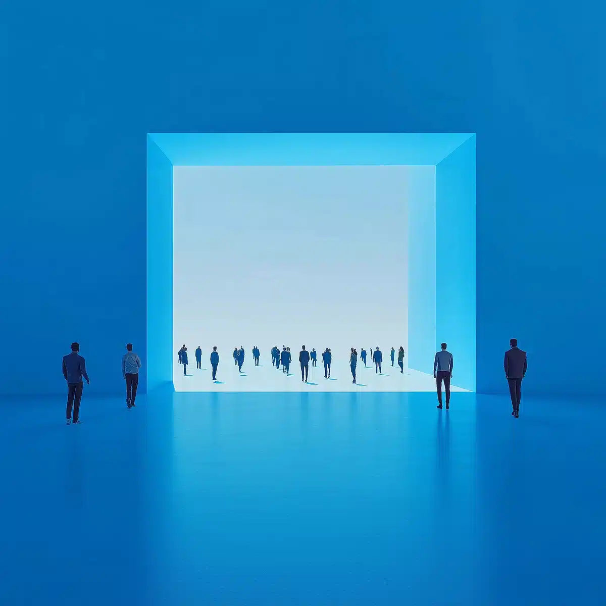 3D Space with Walking Figures Midjourney提示词
