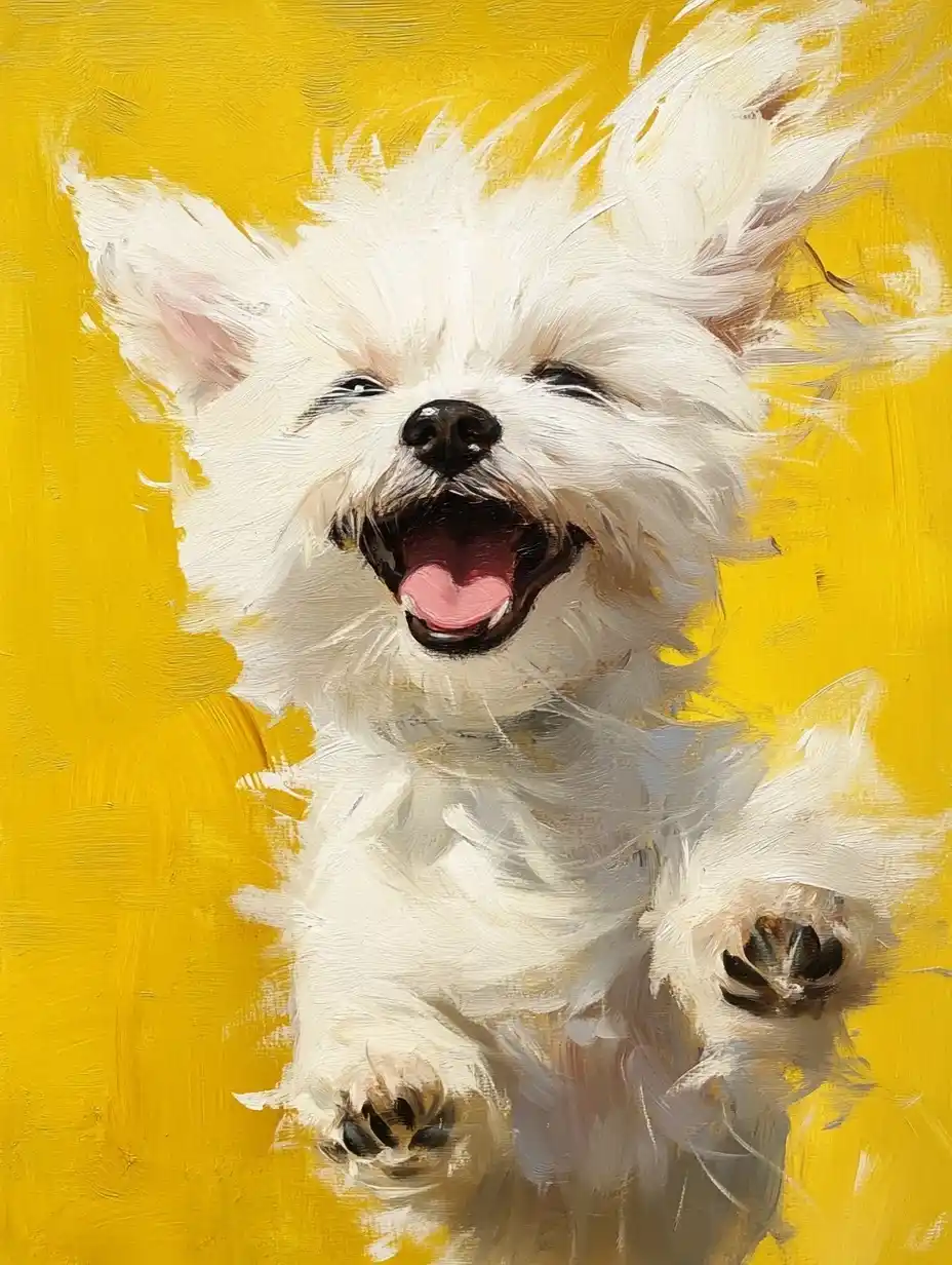Bold Oil Dog Portrait Midjourney提示词