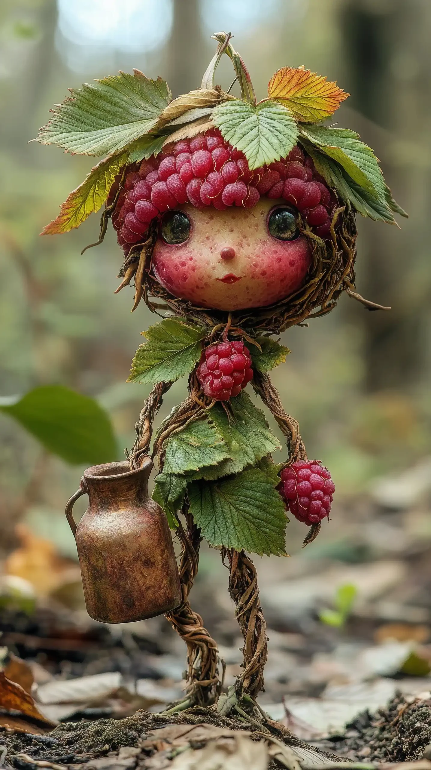 Raspberry Woman in Forest Midjourney提示词
