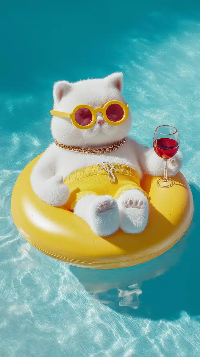 Fluffy Cat on Floaty Midjourney提示词