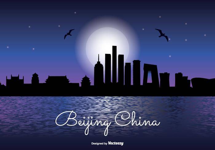 北京中国夜地平线例证