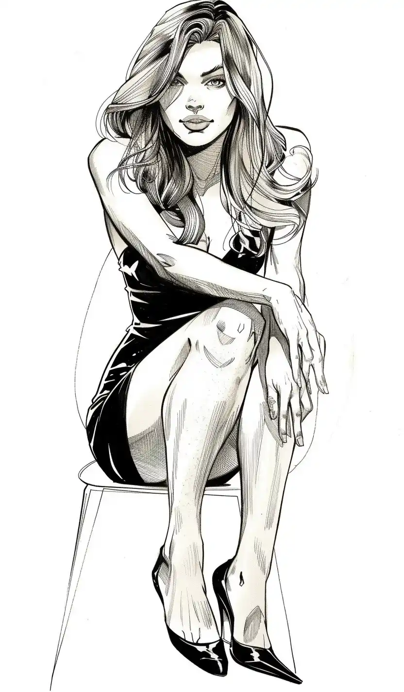 Ink Illustration Athletic Woman Midjourney提示词