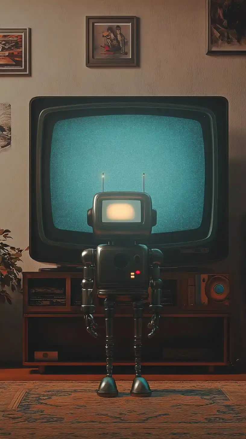 Robot Choosing Movie Midjourney提示词