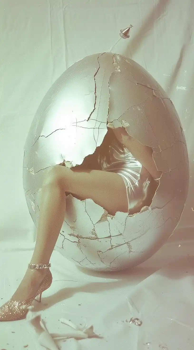 Surreal Egg Cracks Abstract Midjourney提示词