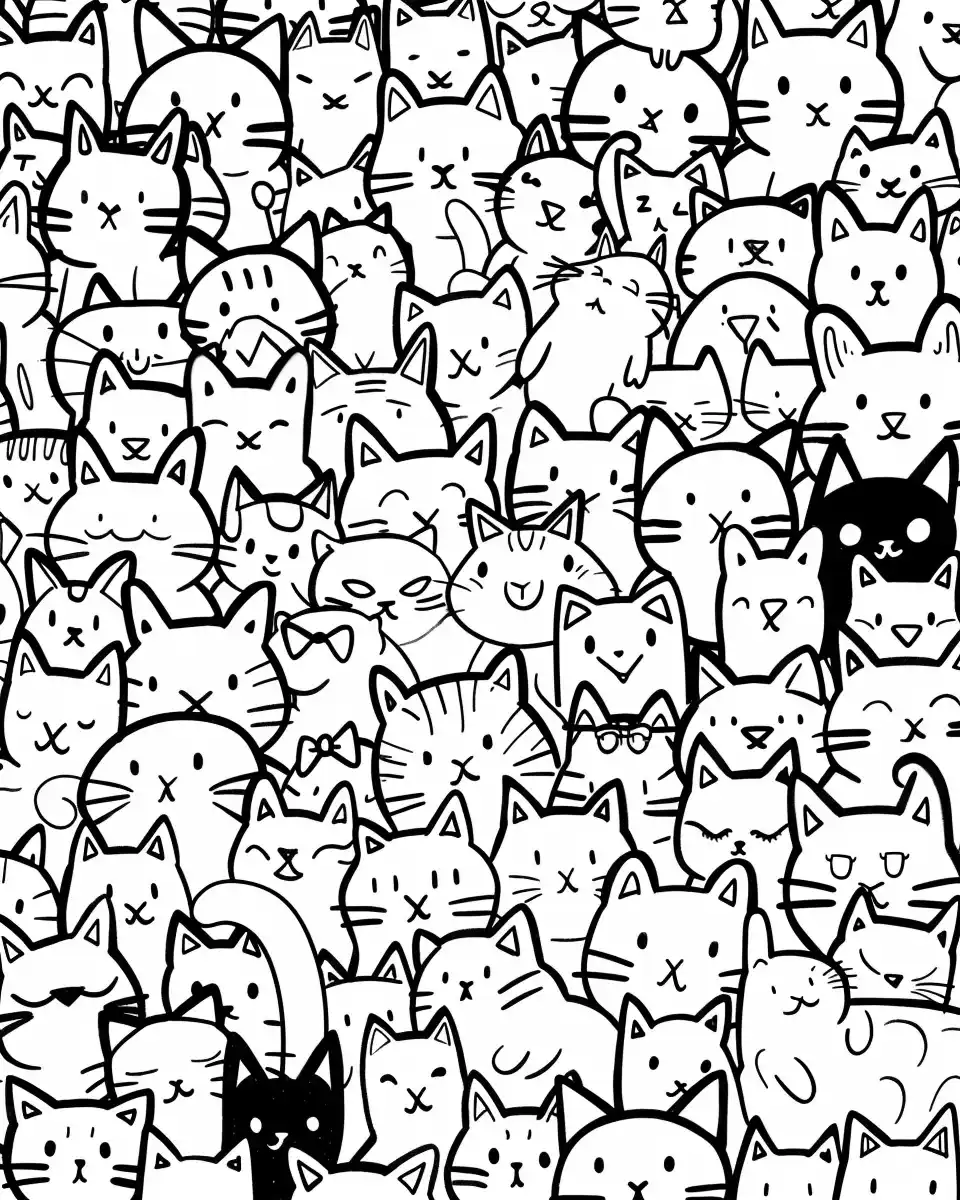 Cartoon Cats Piling Up Midjourney提示词