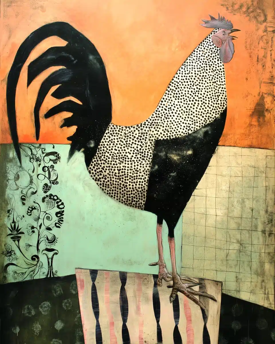 Detailed Ukrainian Rooster Art Midjourney提示词