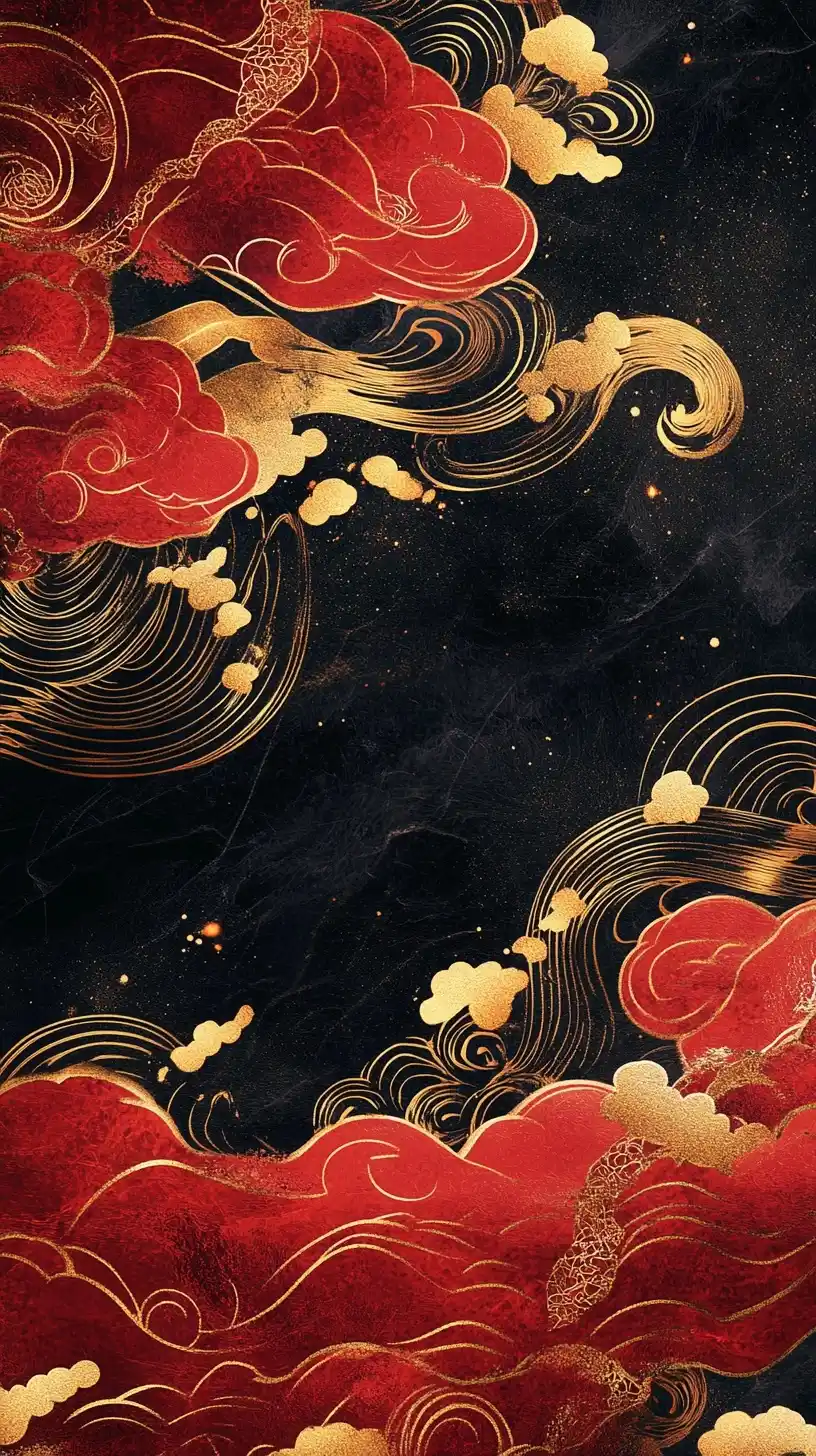 Chinese Art with Golden Clouds Midjourney提示词