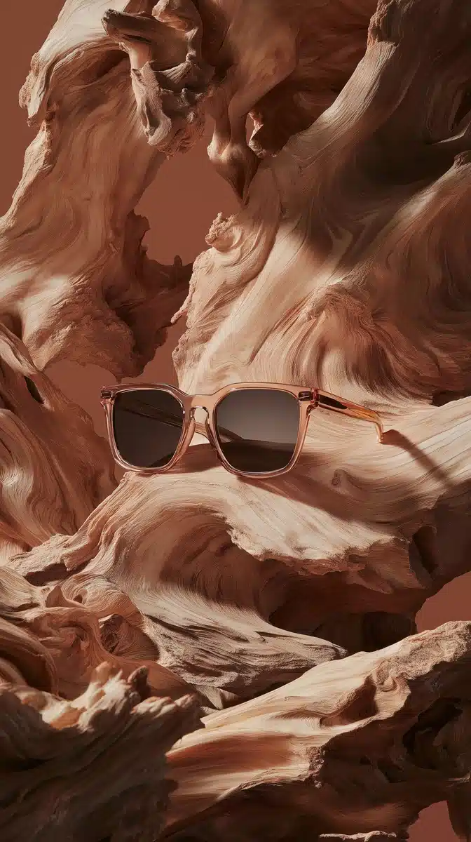 Sunglasses Amidst Wood Fragments Midjourney提示词