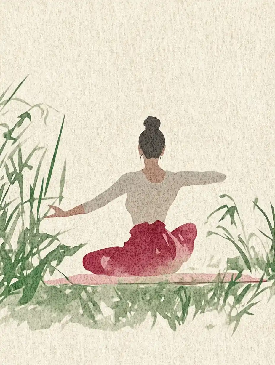Yoga in Morning Mist Midjourney提示词