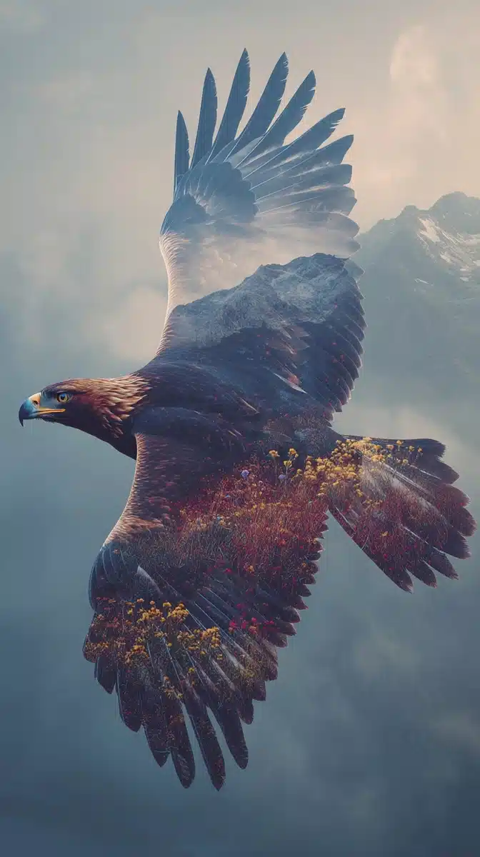 Eagle Double Exposure Landscape Midjourney提示词