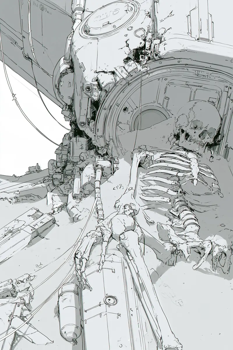 Cinematic Cryo Chamber Skeleton Midjourney提示词