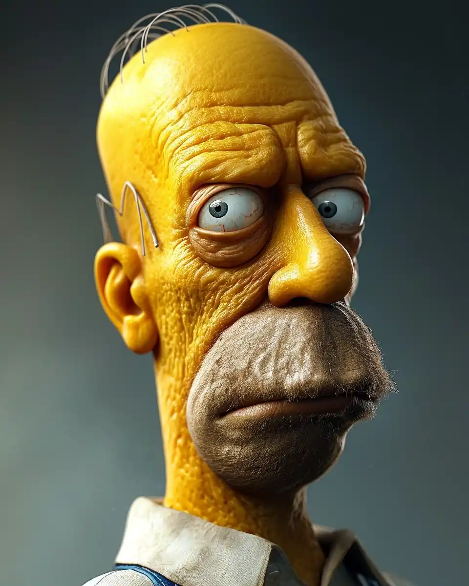 Realistic Homer Simpson Photorealistic Icon Midjourney提示词