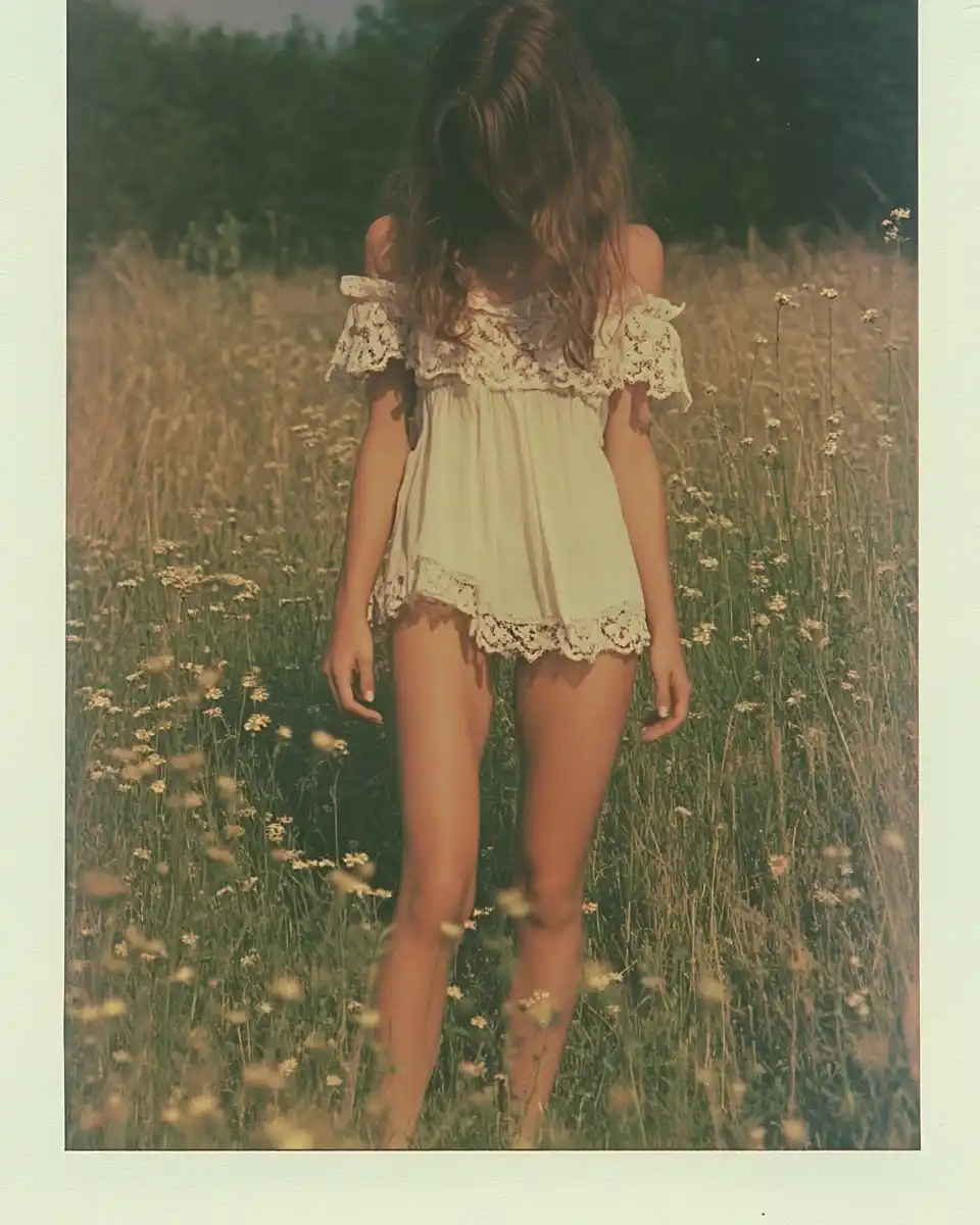 Creepy 80s Polaroid Girl Midjourney提示词